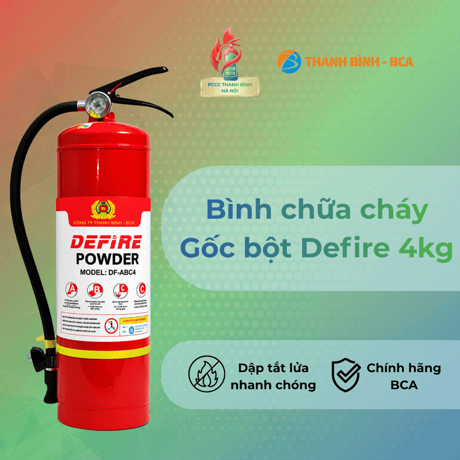 Bình chữa cháy gốc bột Defire 4kg PCCC Thanh Bình Hà Nội