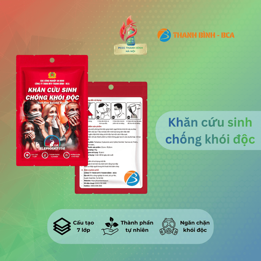Khăn cứu sinh chống khói độc Elephant 114 PCCC Thanh Bình Hà Nội